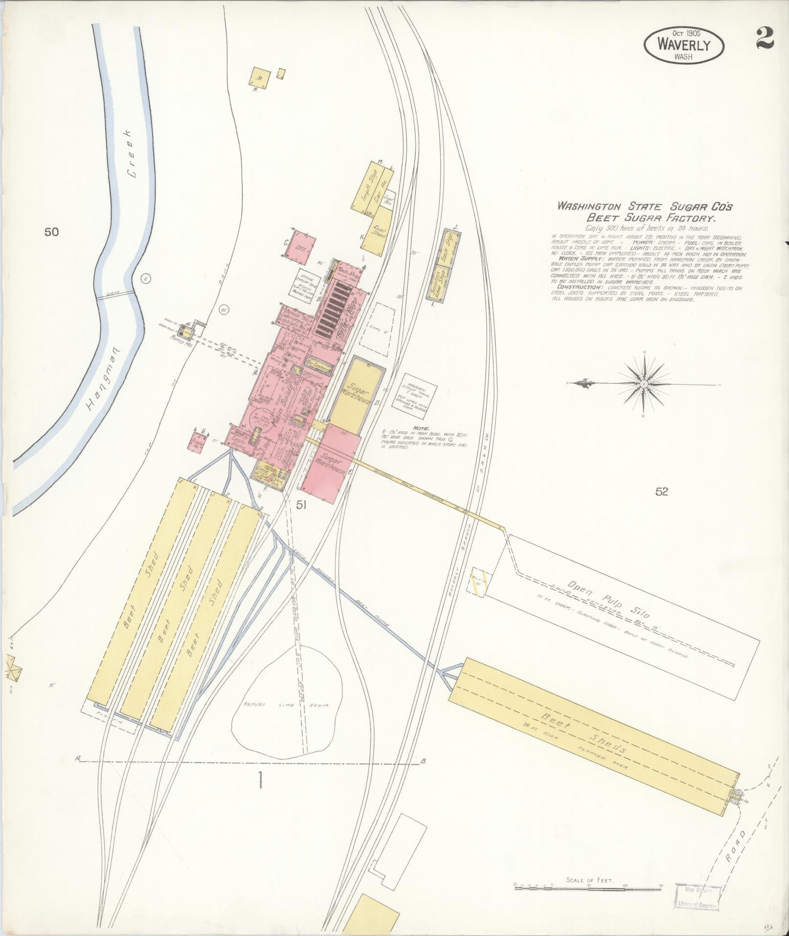 Sanborn Fire Insurance Map from Waverly, Spokane County, Washington (1905), Sheet #0002 - Complete Map Set gallery image, historic Sanborn map, vintage wall art, Washington Washington