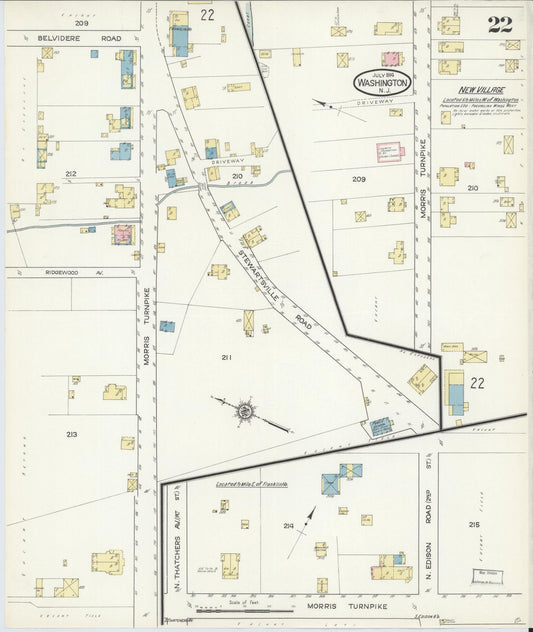 Sanborn Fire Insurance Map from Washington, Warren County, New Jersey (1914), Sheet #0022 - Historic Sanborn Fire Insurance Map Print, vintage old map wall art, antique decor, genealogy gift, Washington Washington map