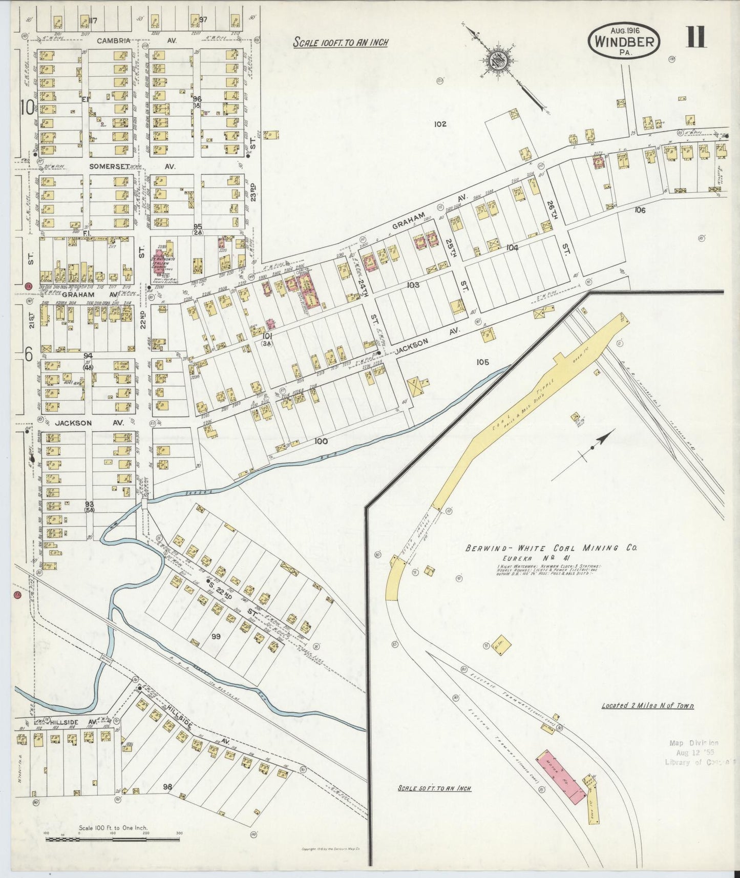 Sanborn Fire Insurance Map from Windber, Somerset County, Pennsylvania (1916), Sheet #0011 - Historic Sanborn Fire Insurance Map Print, vintage old map wall art, antique decor, genealogy gift, Pennsylvania Pennsylvania map