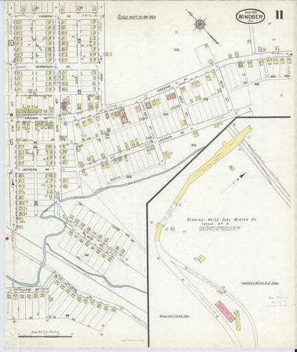 Sanborn Fire Insurance Map from Windber, Somerset County, Pennsylvania (1916), Sheet #0011 - Historic Sanborn Fire Insurance Map Print, vintage old map wall art, antique decor, genealogy gift, Pennsylvania Pennsylvania map