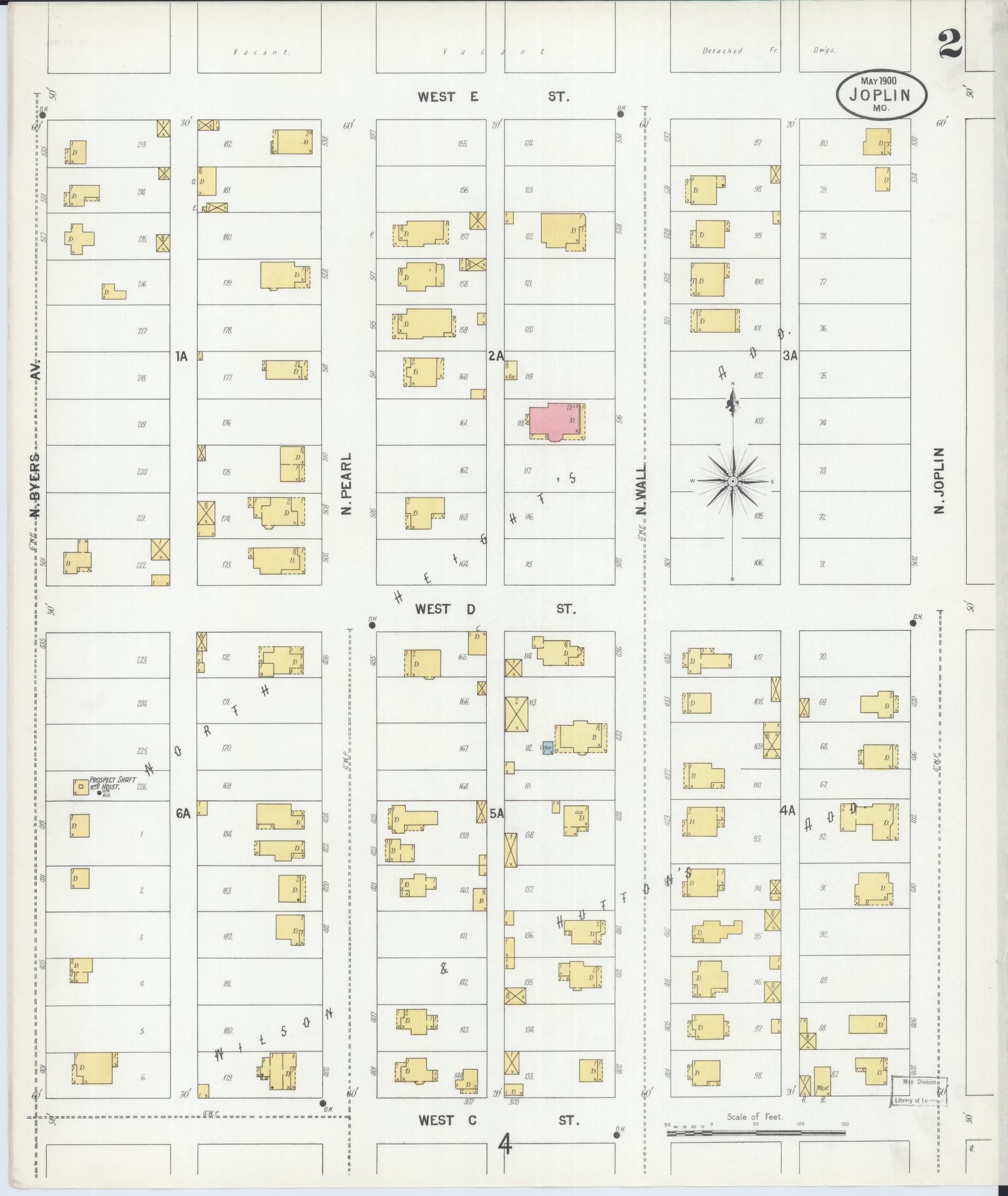 Sanborn Fire Insurance Map from Joplin, Jasper County, Missouri (1900), Sheet #0002 - Complete Map Set gallery image, historic Sanborn map, vintage wall art, Missouri Missouri