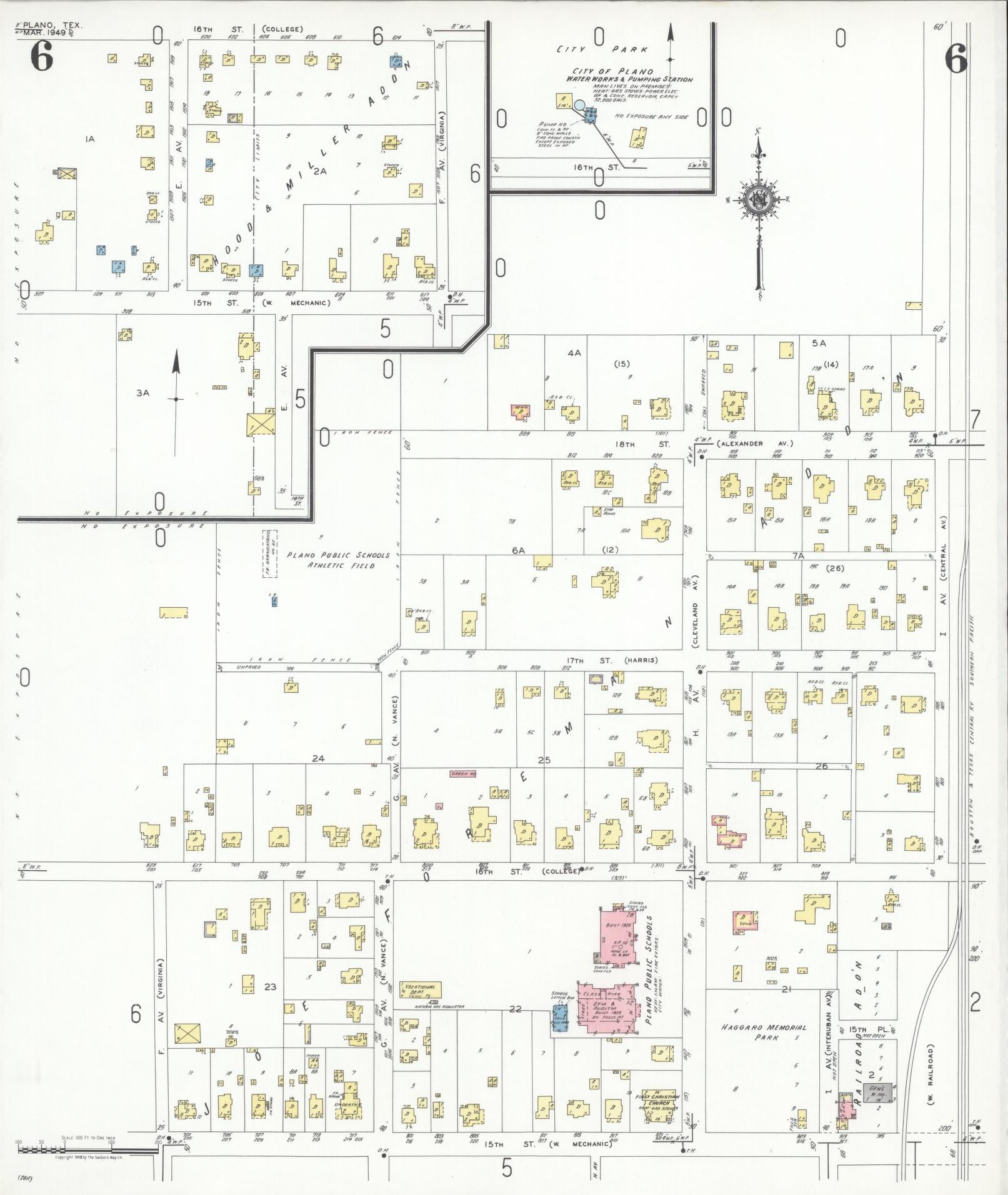 Sanborn Fire Insurance Map from Plano, Collin County, Texas (1949), Sheet #0006 - Historic Sanborn Fire Insurance Map Print, vintage old map wall art, antique decor, genealogy gift, Texas Texas map