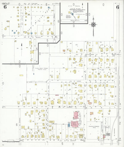 Sanborn Fire Insurance Map from Plano, Collin County, Texas (1949), Sheet #0006 - Historic Sanborn Fire Insurance Map Print, vintage old map wall art, antique decor, genealogy gift, Texas Texas map