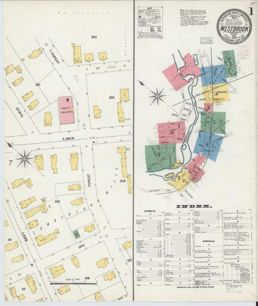 Sanborn Fire Insurance Map from Westbrook, Cumberland County, Maine (1903), Sheet #0001 - Historic Sanborn Fire Insurance Map Print, vintage old map wall art, antique decor, genealogy gift, Maine Maine map