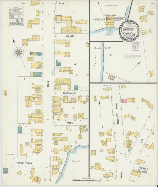 Sanborn Fire Insurance Map from Lincoln, Penobscot County, Maine (1901), Sheet #0001 - Historic Sanborn Fire Insurance Map Print, vintage old map wall art, antique decor, genealogy gift, Maine Maine map