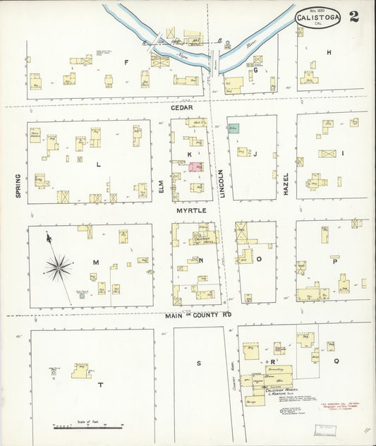 Sanborn Fire Insurance Map from Calistoga, Napa County, California (1890), Sheet #0002 - Historic Sanborn Fire Insurance Map Print, vintage old map wall art, antique decor, genealogy gift, California California map