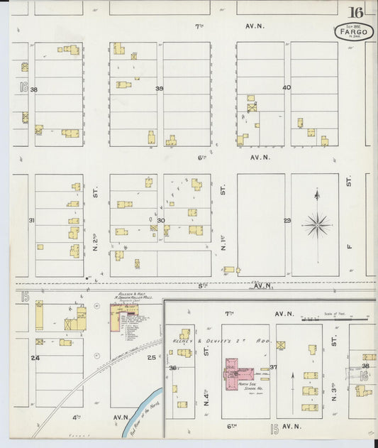 Sanborn Fire Insurance Map from Fargo, Cass County, North Dakota (1892), Sheet #0016 - Historic Sanborn Fire Insurance Map Print, vintage old map wall art, antique decor, genealogy gift, North Dakota North Dakota map