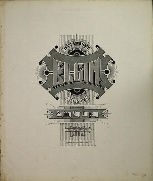 Sanborn Fire Insurance Map from Elgin, Kane County, Illinois (1913), Sheet #0001 - Historic Sanborn Fire Insurance Map Print, vintage old map wall art, antique decor, genealogy gift, Illinois Illinois map