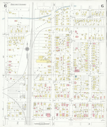 Sanborn Fire Insurance Map from Loveland, Larimer County, Colorado (1937), Sheet #0006 - Complete Map Set gallery image, historic Sanborn map, vintage wall art, Colorado Colorado