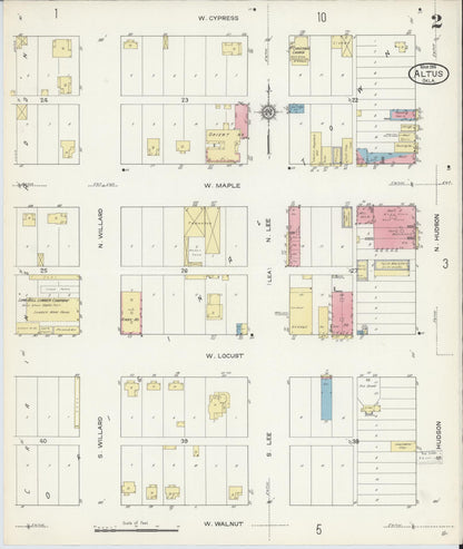 Sanborn Fire Insurance Map from Altus, Jackson County, Oklahoma (1914), Sheet #0002 - Complete Map Set gallery image, historic Sanborn map, vintage wall art, Oklahoma Oklahoma