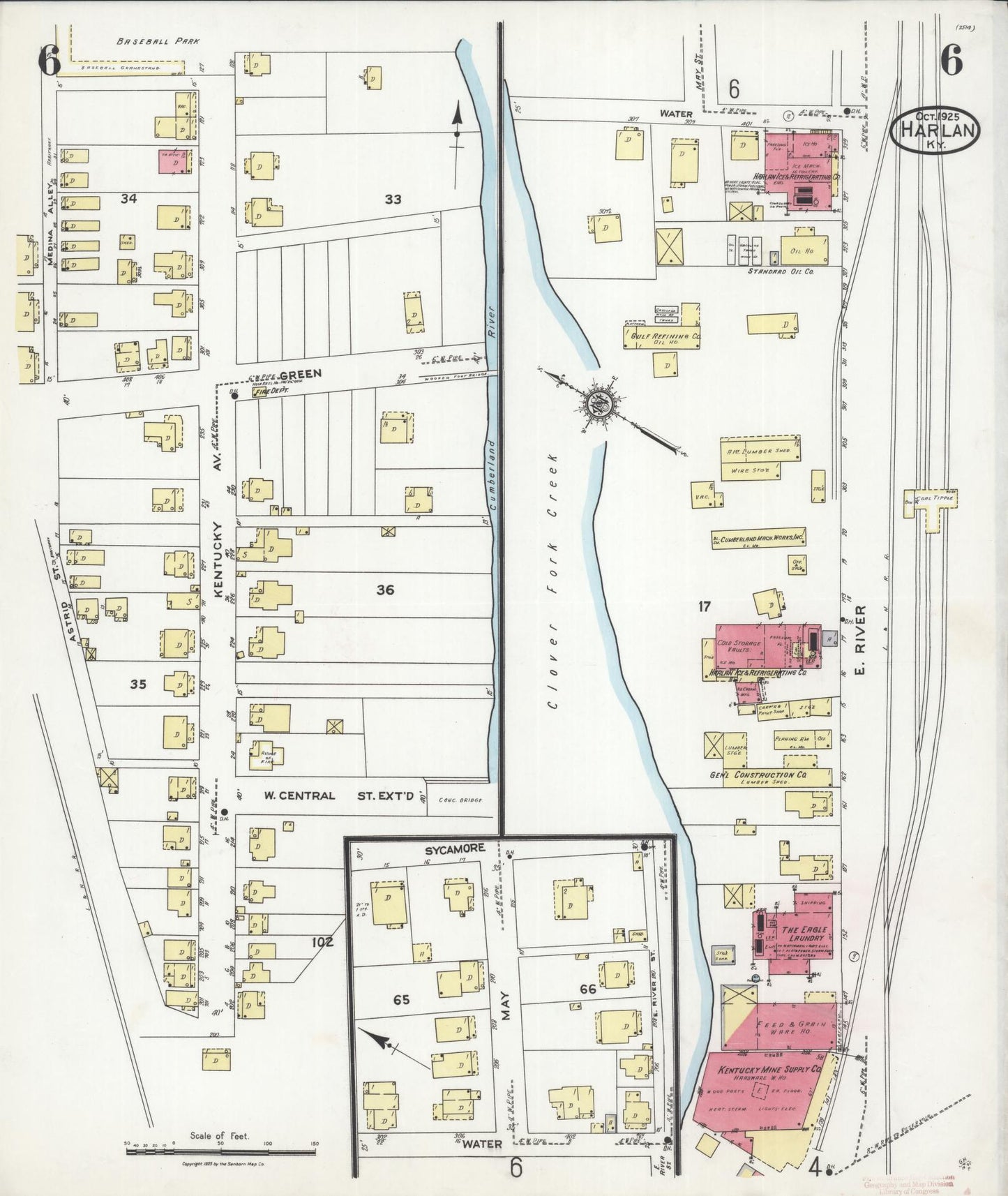 Sanborn Fire Insurance Map from Harlan, Harlan County, Kentucky (1925), Sheet #0006 - Complete Map Set gallery image, historic Sanborn map, vintage wall art, Kentucky Kentucky