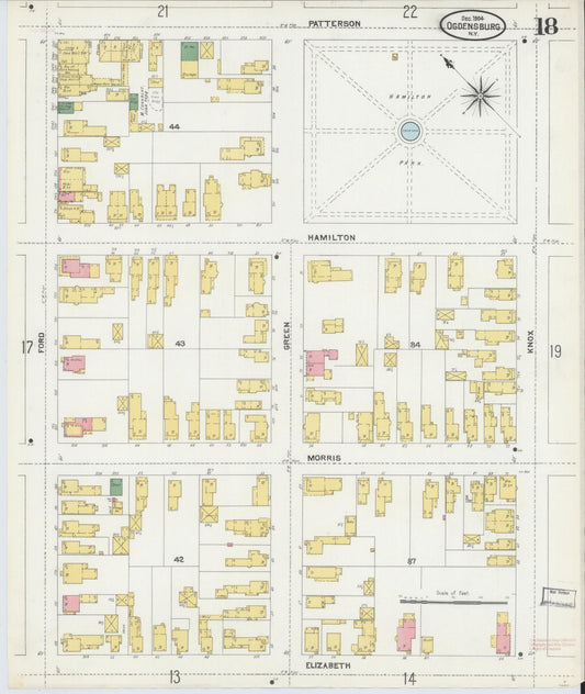 Sanborn Fire Insurance Map from Ogdensburg, St. Lawrence County, New York (1904), Sheet #0018 - Historic Sanborn Fire Insurance Map Print, vintage old map wall art, antique decor, genealogy gift, New York New York map