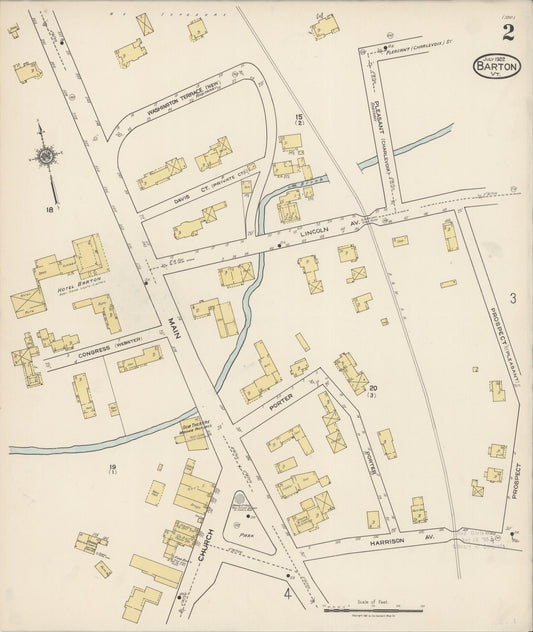 Sanborn Fire Insurance Map from Barton, Orleans County, Vermont (1922), Sheet #0002 - Historic Sanborn Fire Insurance Map Print, vintage old map wall art, antique decor, genealogy gift, Vermont Vermont map