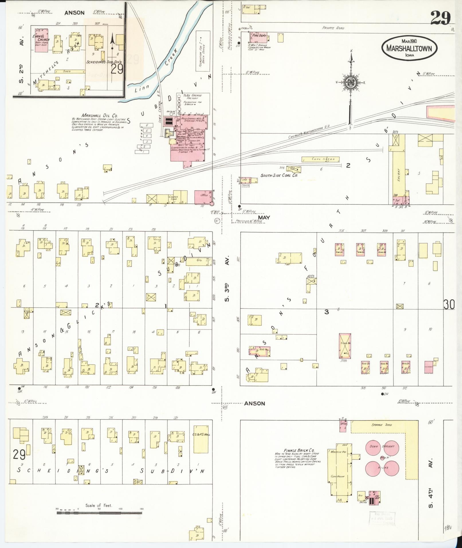 Sanborn Fire Insurance Map from Marshalltown, Marshall County, Iowa (1910), Sheet #0029 - Historic Sanborn Fire Insurance Map Print