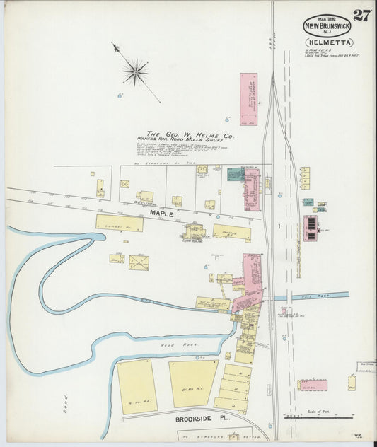 Sanborn Fire Insurance Map from New Brunswick, Middlesex County, New Jersey (1892), Sheet #0027 - Historic Sanborn Fire Insurance Map Print, vintage old map wall art, antique decor, genealogy gift, New Jersey New Jersey map