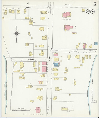 Sanborn Fire Insurance Map from Athens, Bradford County, Pennsylvania (1911), Sheet #0005 - Complete Map Set gallery image, historic Sanborn map, vintage wall art, Pennsylvania Pennsylvania
