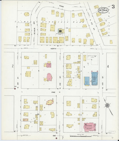 Sanborn Fire Insurance Map from De Kalb, De Kalb County, Illinois (1912), Sheet #0003 - Complete Map Set gallery image, historic Sanborn map, vintage wall art, Illinois Illinois