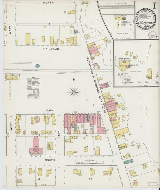 Sanborn Fire Insurance Map from Chesterton, Porter County, Indiana (1893), Sheet #0001 - Historic Sanborn Fire Insurance Map Print, vintage old map wall art, antique decor, genealogy gift, Indiana Indiana map
