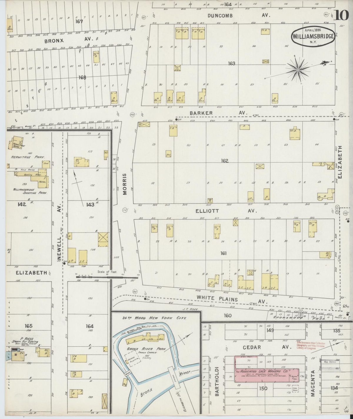 Sanborn Fire Insurance Map from Williamsbridge, Westchester County, New York (1895), Sheet #0010 - Historic Sanborn Fire Insurance Map Print, vintage old map wall art, antique decor, genealogy gift, New York New York map