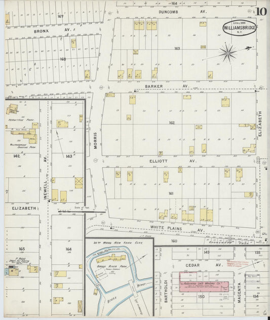 Sanborn Fire Insurance Map from Williamsbridge, Westchester County, New York (1895), Sheet #0010 - Historic Sanborn Fire Insurance Map Print, vintage old map wall art, antique decor, genealogy gift, New York New York map