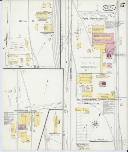 Sanborn Fire Insurance Map from Cairo, Alexander County, Illinois (1896), Sheet #0017 - Complete Map Set gallery image, historic Sanborn map, vintage wall art, Illinois Illinois