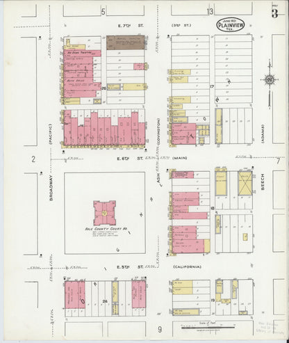 Sanborn Fire Insurance Map from Plainview, Hale County, Texas (1921), Sheet #0003 - Complete Map Set gallery image, historic Sanborn map, vintage wall art, Texas Texas