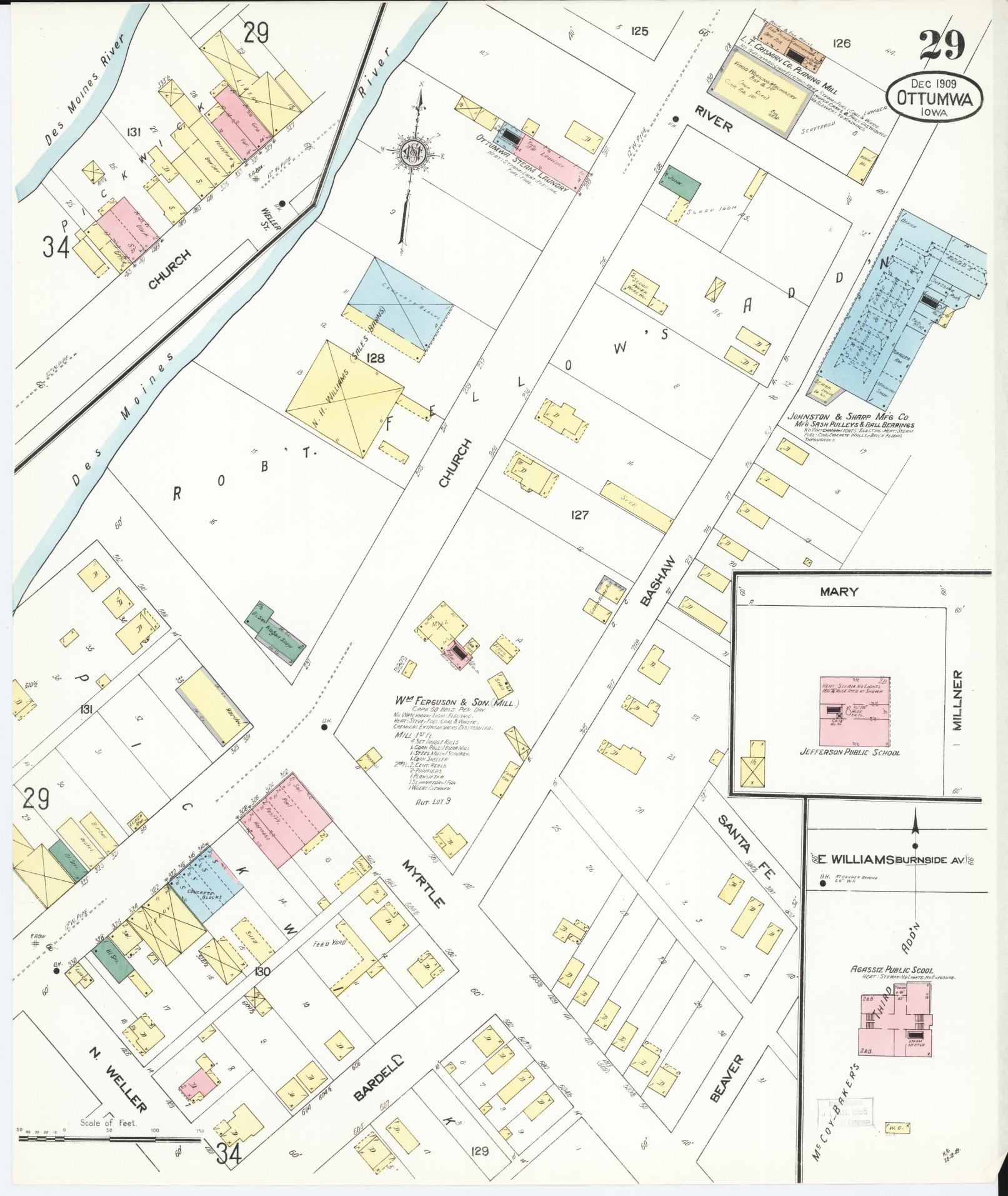 Sanborn Fire Insurance Map from Ottumwa, Wapello County, Iowa (1909), Sheet #0029 - Historic Sanborn Fire Insurance Map Print