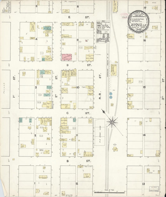 Sanborn Fire Insurance Map from Ritzville, Adams County, Washington (1891), Sheet #0001 - Historic Sanborn Fire Insurance Map Print, vintage old map wall art, antique decor, genealogy gift, Washington Washington map