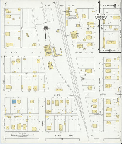Sanborn Fire Insurance Map from Hominy, Osage County, Oklahoma (1922), Sheet #0006 - Complete Map Set gallery image, historic Sanborn map, vintage wall art, Oklahoma Oklahoma
