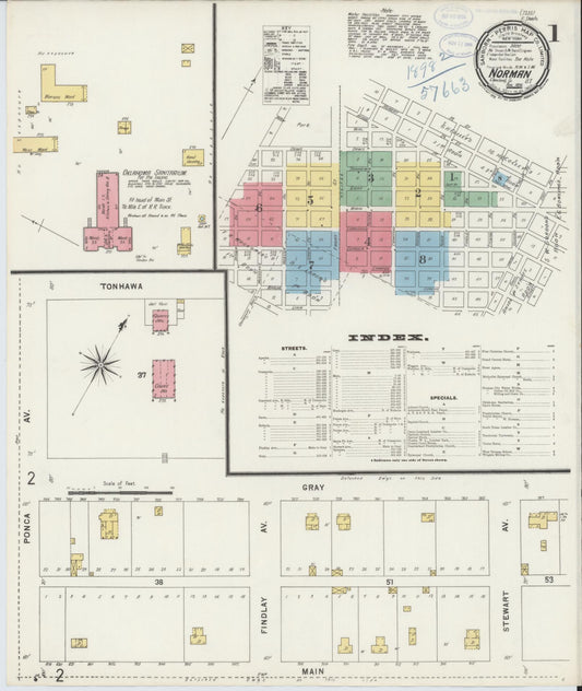 Sanborn Fire Insurance Map from Norman, Cleveland County, Oklahoma (1898), Sheet #0001 - Complete Map Set gallery image, historic Sanborn map, vintage wall art, Oklahoma Oklahoma