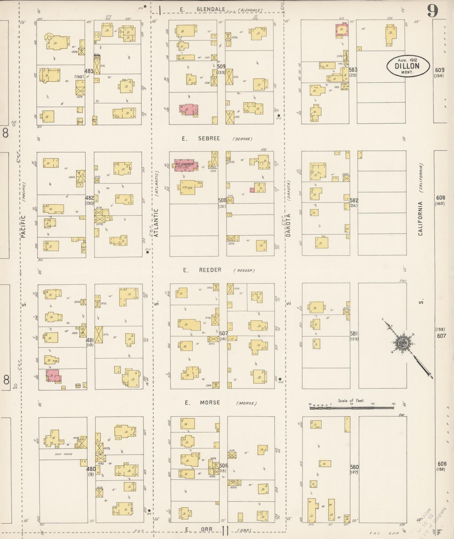 Sanborn Fire Insurance Map from Dillon, Beaverhead County, Montana (1912), Sheet #0009 - Complete Map Set gallery image, historic Sanborn map, vintage wall art, Montana Montana