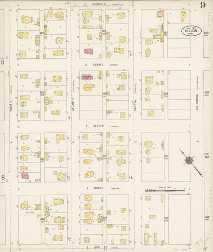 Sanborn Fire Insurance Map from Dillon, Beaverhead County, Montana (1912), Sheet #0009 - Complete Map Set gallery image, historic Sanborn map, vintage wall art, Montana Montana