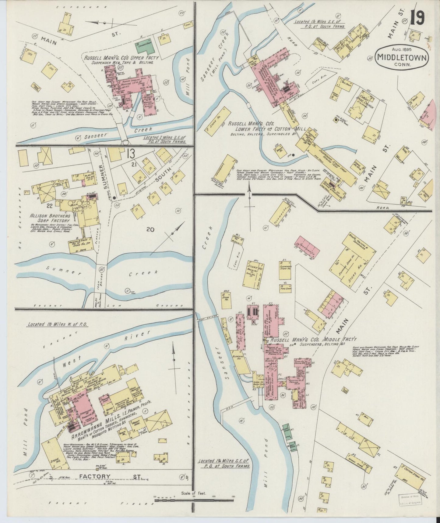Sanborn Fire Insurance Map from Middletown, Middlesex County, Connecticut (1895), Sheet #0019 - Complete Map Set gallery image, historic Sanborn map, vintage wall art, Connecticut Connecticut