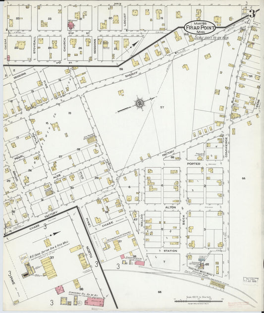 Sanborn Fire Insurance Map from Friars Point, Coahoma County, Mississippi (1918), Sheet #0003 - Historic Sanborn Fire Insurance Map Print, vintage old map wall art, antique decor, genealogy gift, Mississippi Mississippi map