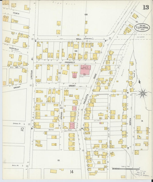 Sanborn Fire Insurance Map from East Liverpool, Columbiana County, Ohio (1903), Sheet #0013 - Historic Sanborn Fire Insurance Map Print, vintage old map wall art, antique decor, genealogy gift, Ohio Ohio map