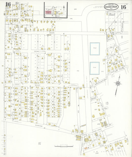 Sanborn Fire Insurance Map from Goose Creek, Harris County, Texas (1931), Sheet #0016 - Historic Sanborn Fire Insurance Map Print, vintage old map wall art, antique decor, genealogy gift, Texas Texas map