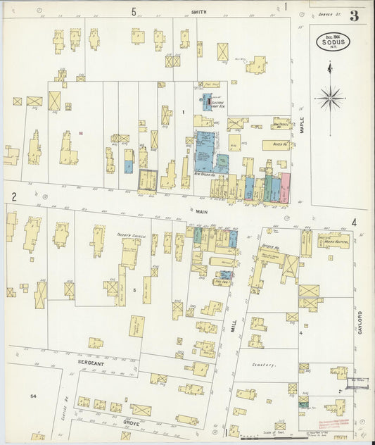 Sanborn Fire Insurance Map from Sodus, Wayne County, New York (1906), Sheet #0003 - Historic Sanborn Fire Insurance Map Print, vintage old map wall art, antique decor, genealogy gift, New York New York map