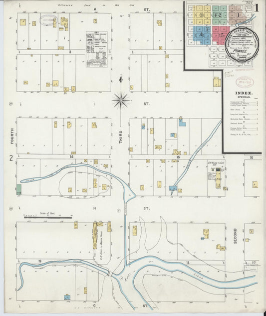 Sanborn Fire Insurance Map from Pawnee, Pawnee County, Oklahoma. (1898) – Historic Sanborn Fire Insurance Map Print