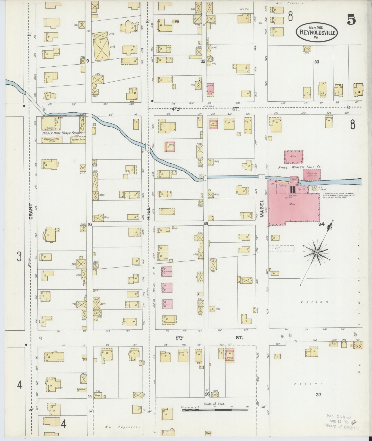 Sanborn Fire Insurance Map from Reynoldsville, Jefferson County, Pennsylvania (1906), Sheet #0005 - Complete Map Set gallery image, historic Sanborn map, vintage wall art, Pennsylvania Pennsylvania