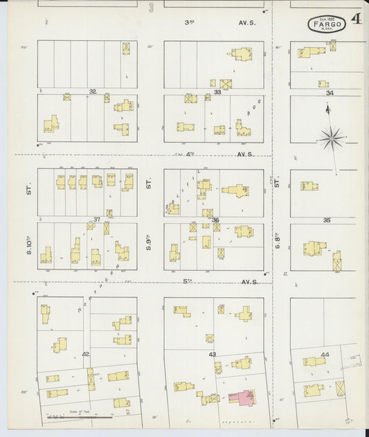 Sanborn Fire Insurance Map from Fargo, Cass County, North Dakota (1892), Sheet #0004 - Historic Sanborn Fire Insurance Map Print, vintage old map wall art, antique decor, genealogy gift, North Dakota North Dakota map