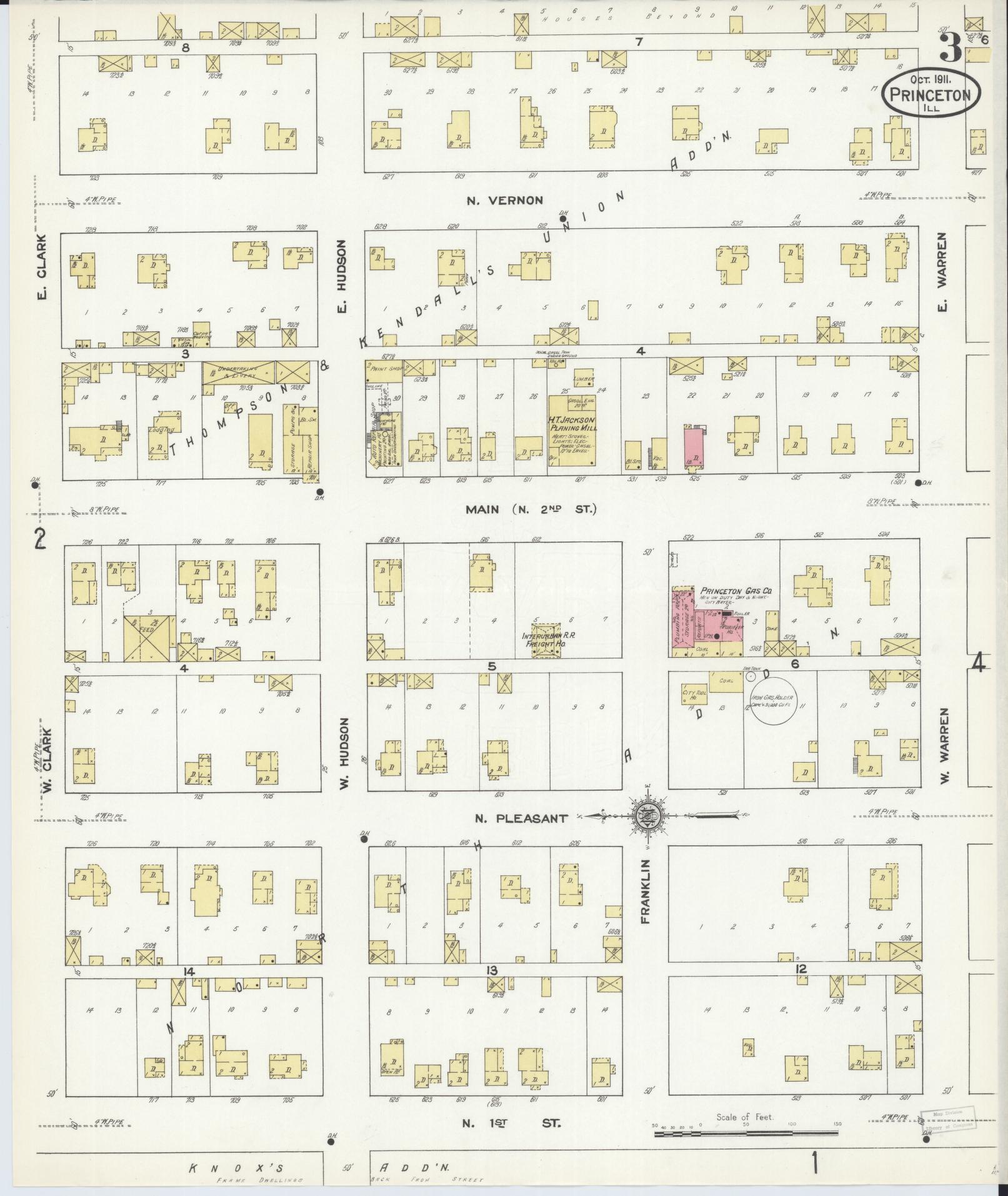Sanborn Fire Insurance Map from Princeton, Bureau County, Illinois (1911), Sheet #0003 - Complete Map Set gallery image, historic Sanborn map, vintage wall art, Illinois Illinois
