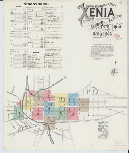 Sanborn Fire Insurance Map from Xenia, Greene County, Ohio (1895), Sheet #0001 - Complete Map Set gallery image, historic Sanborn map, vintage wall art, Ohio Ohio