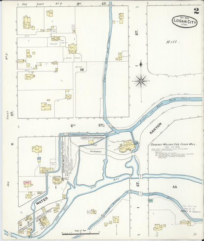 Sanborn Fire Insurance Map from Logan, Cache County, Utah (1890), Sheet #0002 - Complete Map Set gallery image, historic Sanborn map, vintage wall art, Utah Utah