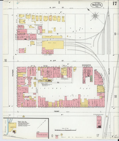 Sanborn Fire Insurance Map from Marietta, Washington County, Ohio (1900), Sheet #0017 - Historic Sanborn Fire Insurance Map Print, vintage old map wall art, antique decor, genealogy gift, Ohio Ohio map