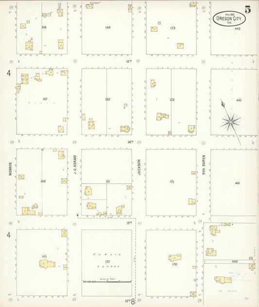 Sanborn Fire Insurance Map from Oregon City, Clackamas County, Oregon (1900), Sheet #0005 - Historic Sanborn Fire Insurance Map Print, vintage old map wall art, antique decor, genealogy gift, Oregon Oregon map