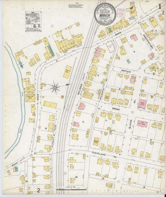 Sanborn Fire Insurance Map from Manor, Westmoreland County, Pennsylvania (1904), Sheet #0001 - Complete Map Set gallery image, historic Sanborn map, vintage wall art, Pennsylvania Pennsylvania