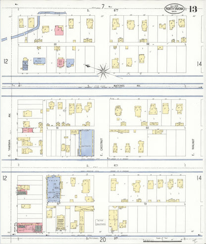 Sanborn Fire Insurance Map from North Yakima, Yakima County, Washington (1909), Sheet #0013 - Complete Map Set gallery image, historic Sanborn map, vintage wall art, Washington Washington