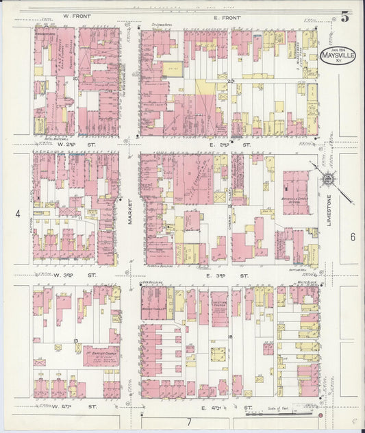 Sanborn Fire Insurance Map from Maysville, Mason County, Kentucky (1914), Sheet #0005 - Historic Sanborn Fire Insurance Map Print, vintage old map wall art, antique decor, genealogy gift, Kentucky Kentucky map