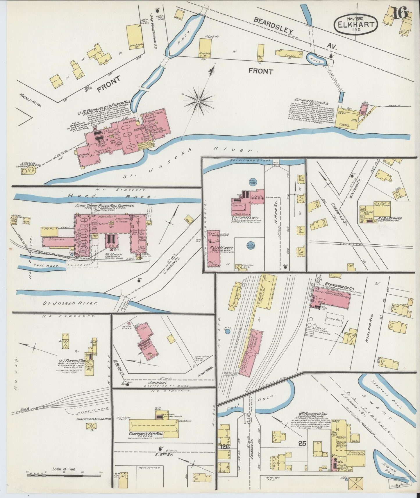 Sanborn Fire Insurance Map from Elkhart, Elkhart County, Indiana (1892), Sheet #0016 - Complete Map Set gallery image, historic Sanborn map, vintage wall art, Indiana Indiana