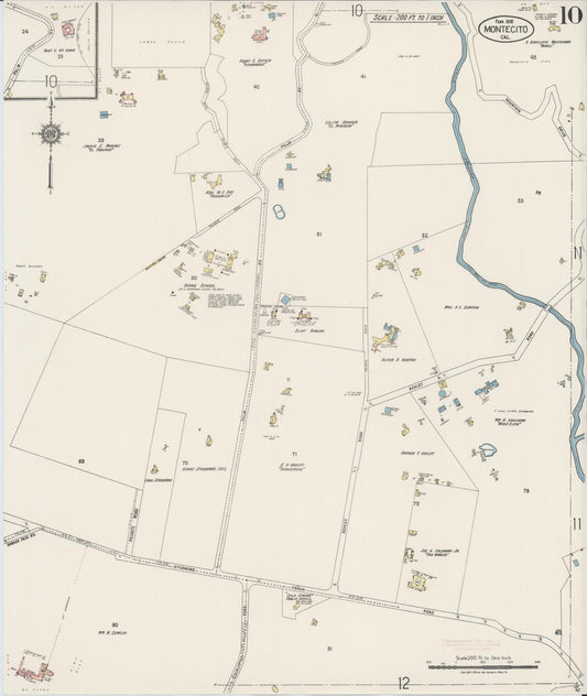 Sanborn Fire Insurance Map from Montecito, Santa Barbara County, California (1918), Sheet #0010 - Historic Sanborn Fire Insurance Map Print, vintage old map wall art, antique decor, genealogy gift, California California map